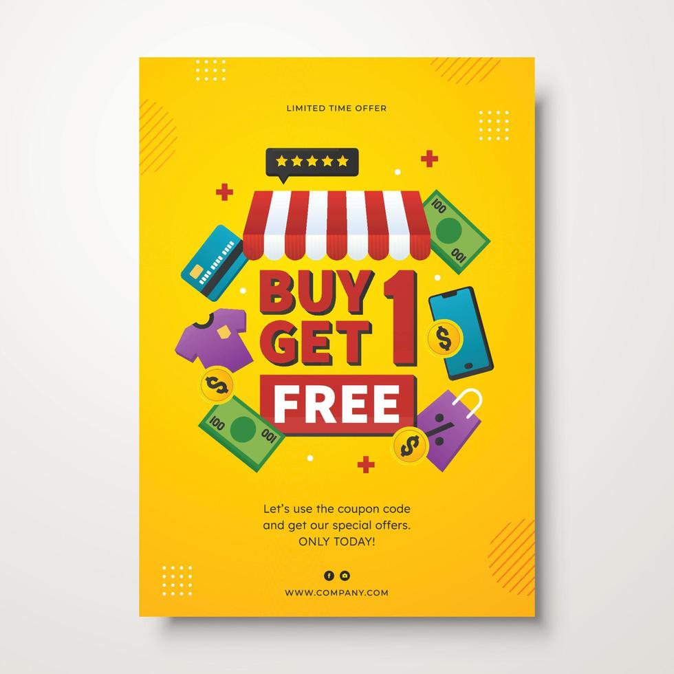 compre 1 y obtenga 1 póster gratis vector