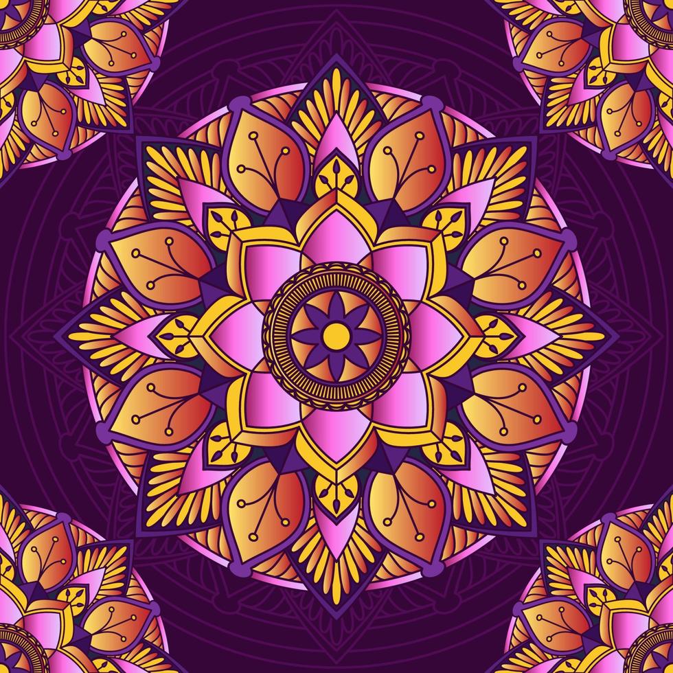 Beautiful Seamless Decorative Mandala Flower Background vector