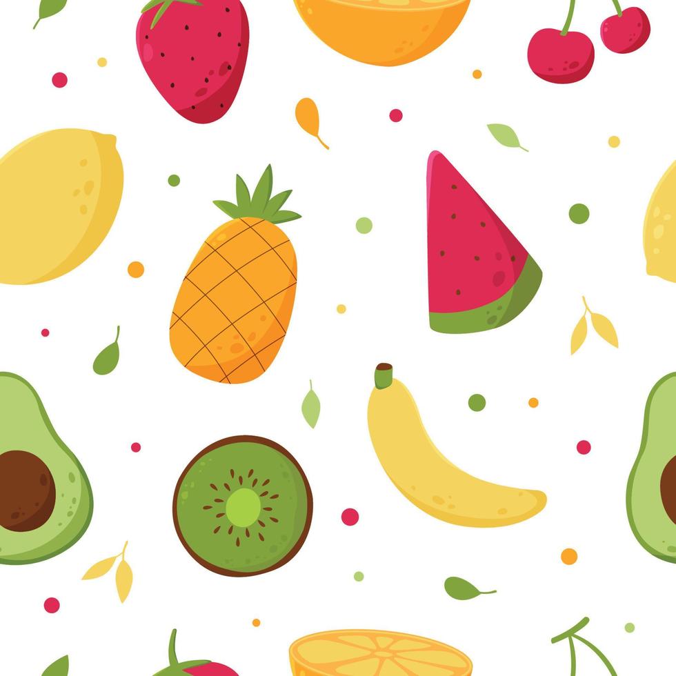 Colorful Tropical Fruits Seamless Pattern vector