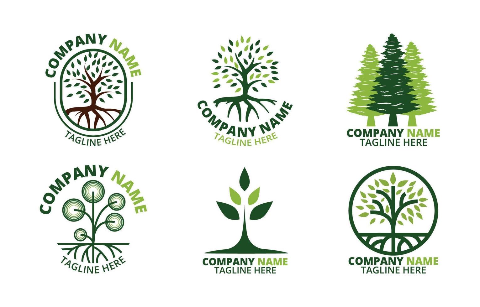 Set of Tree Logo Collection vector