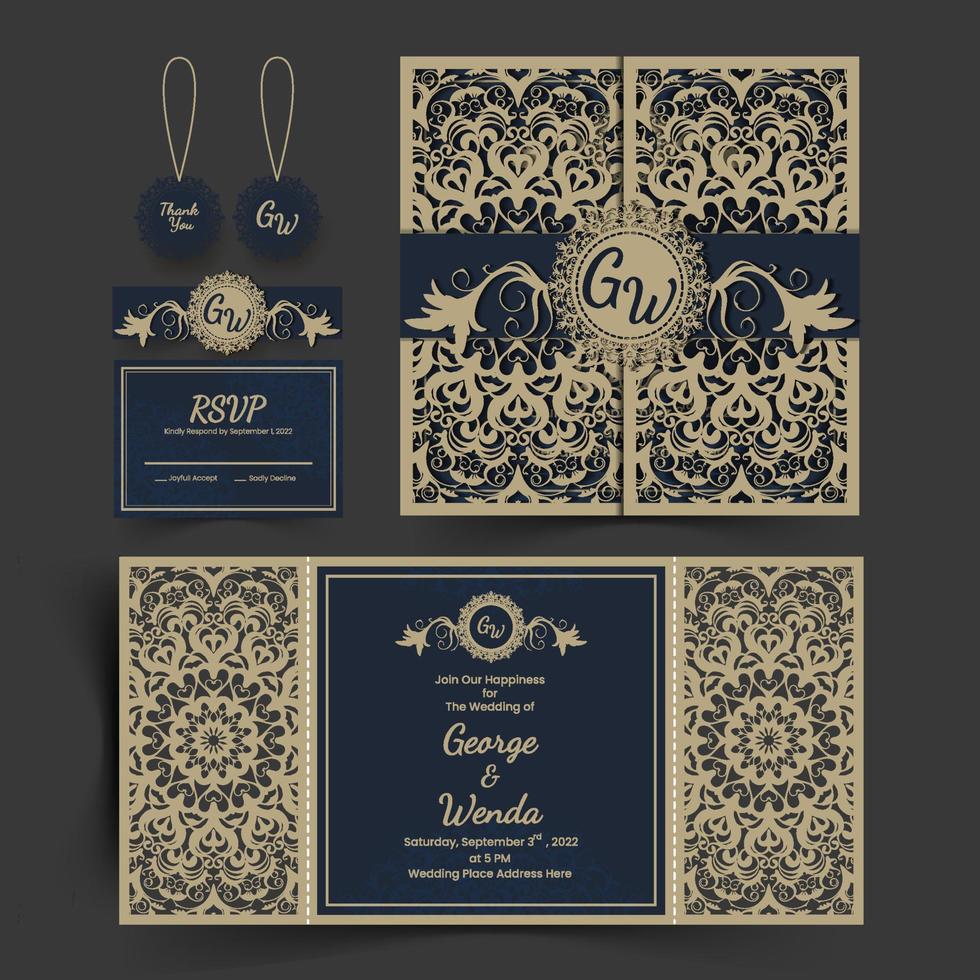 Laser Cut Wedding Invitation Template vector