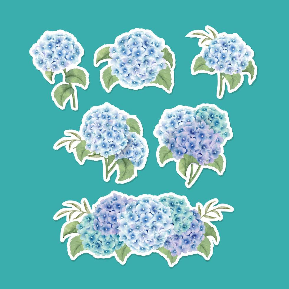 Cute Summer Flower Hydrangea Sticker vector