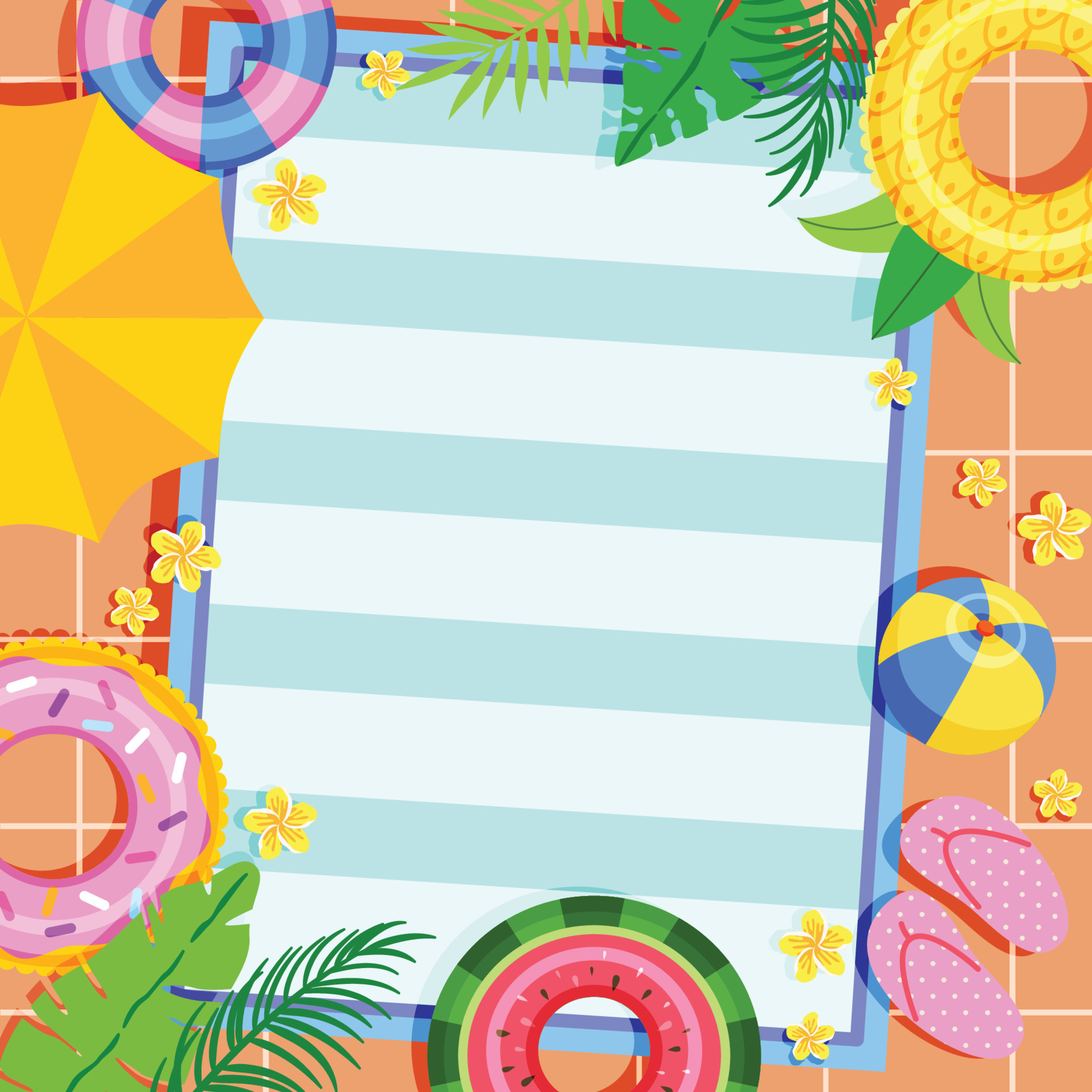 Summer Pool Party Border 7395028 Vector Art at Vecteezy