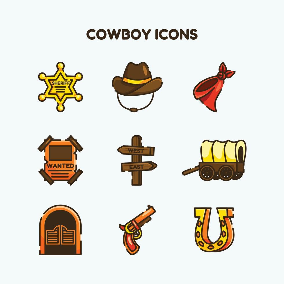 iconos de vaquero del salvaje oeste salvaje vector