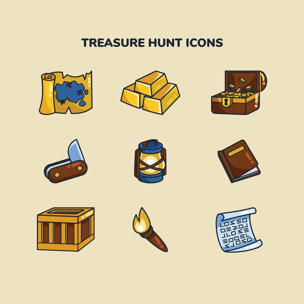 iconos de búsqueda del tesoro de exploración vector