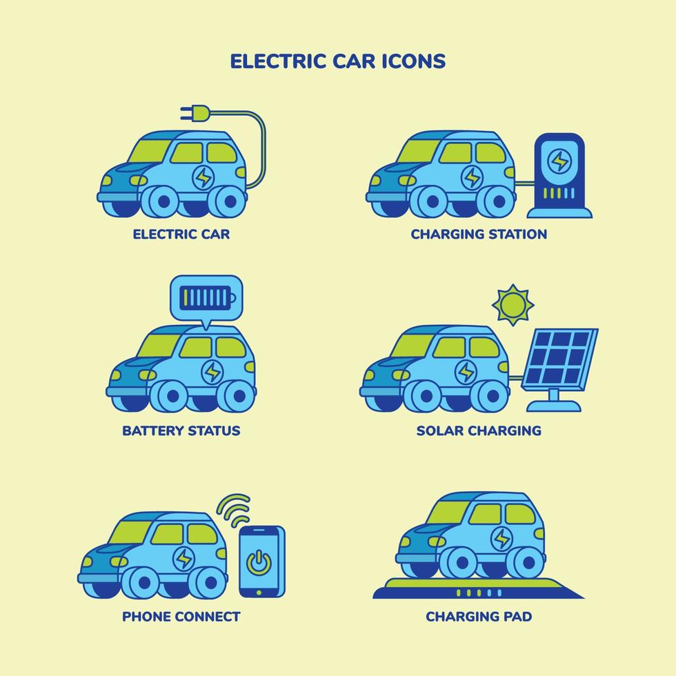 Electric Car Icons vector