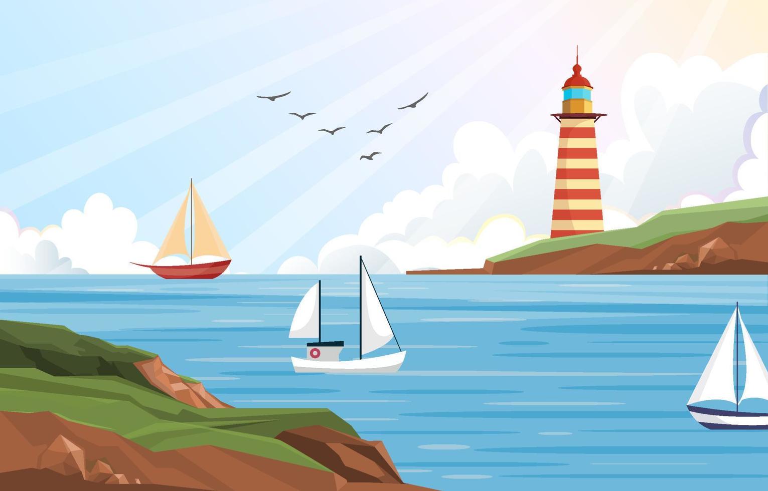 Blue Sea Scenery vector