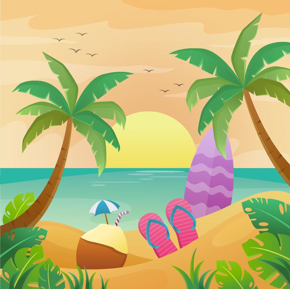 Enjoy the Sunset on the Beach 7395190 Vector Art at Vecteezy