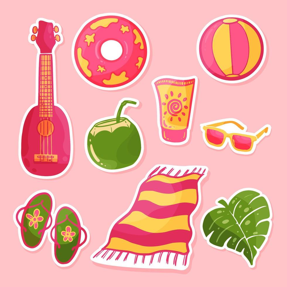 Cute Doodle Summer Holiday Sticker vector