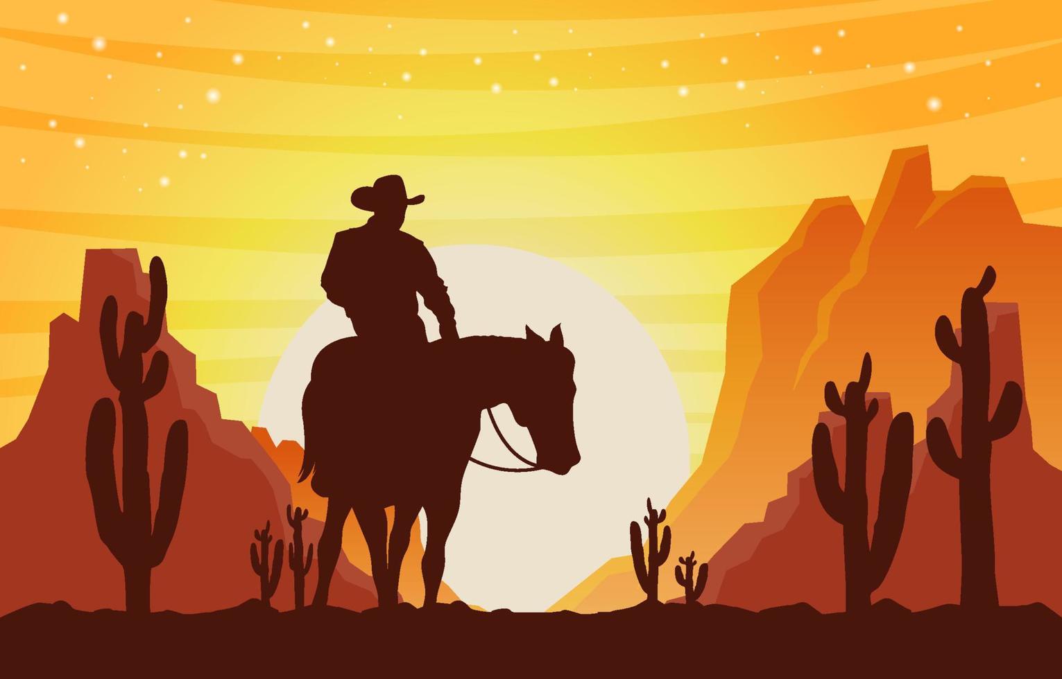 vaquero en un fondo de paisaje del salvaje oeste 7395742 Vector en Vecteezy