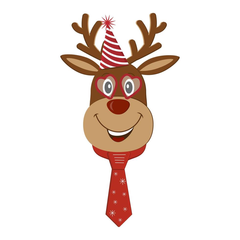 Reindeer Christmas character, vector illustration isolated on white background