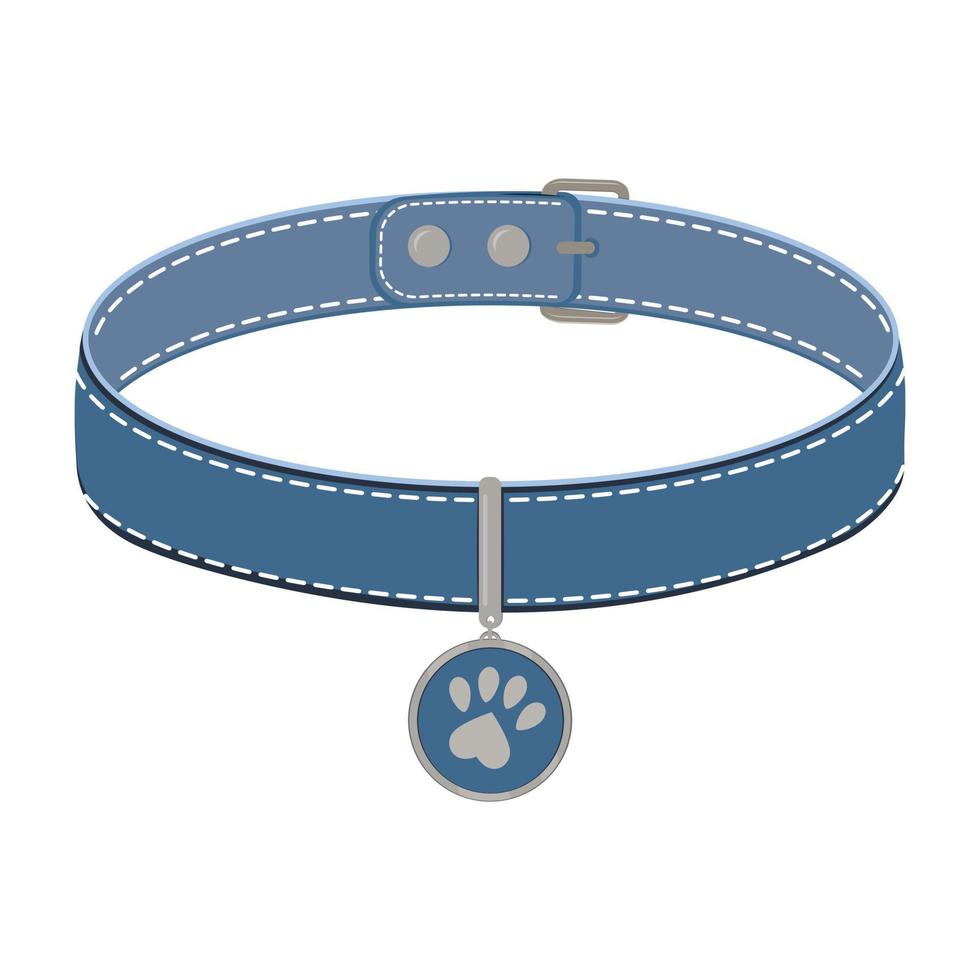 A collar for cats and dogs with a pendant. Vector color isolated cartoon-style illustration.