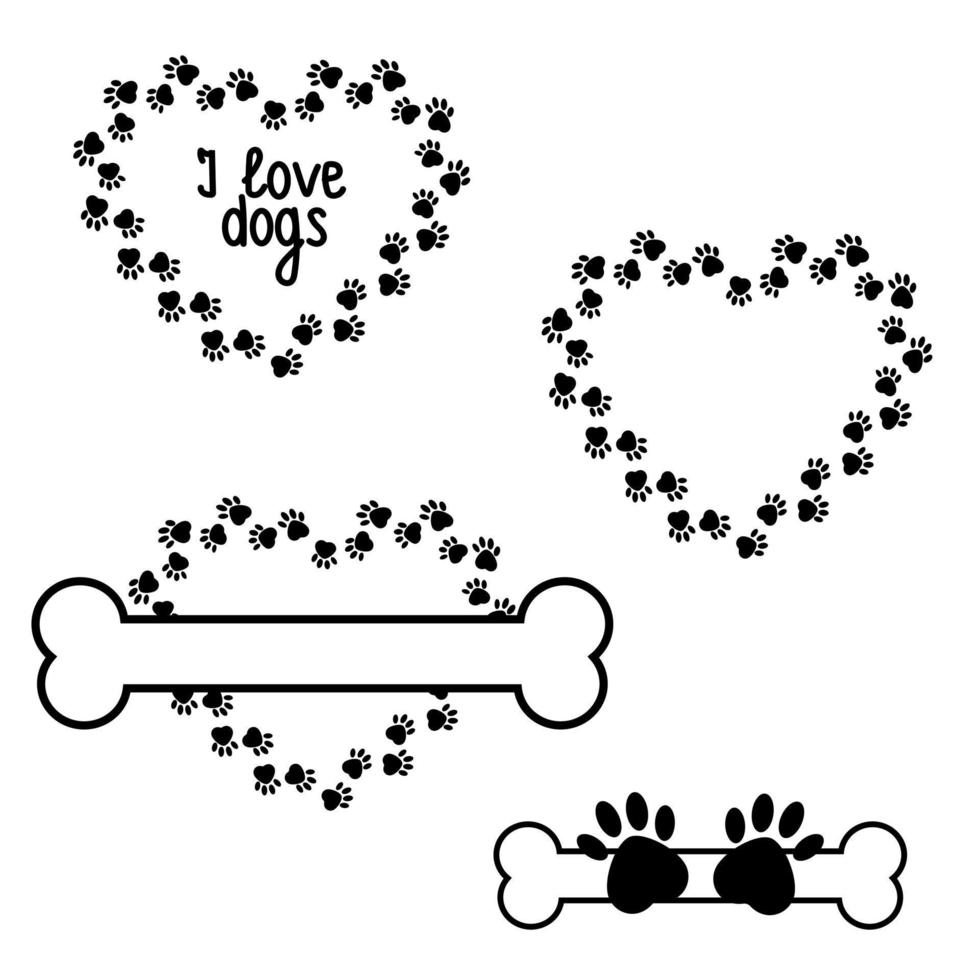 A trace of a pet. Paw prints. The puppy's leg is isolated on a white background. vector