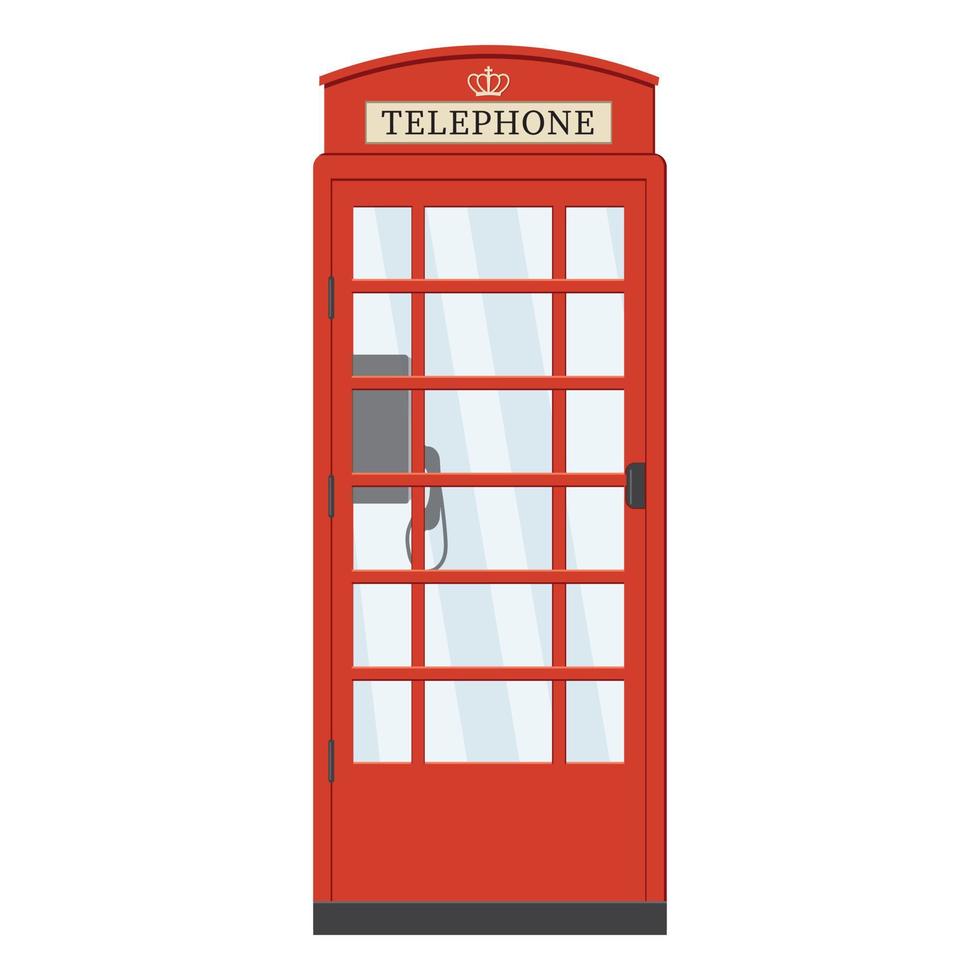 cabina telefónica roja, vector de color aislado ilustración de estilo de dibujos animados