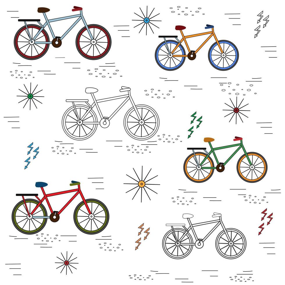 Sports Pattern of bicycles, color vector illustration