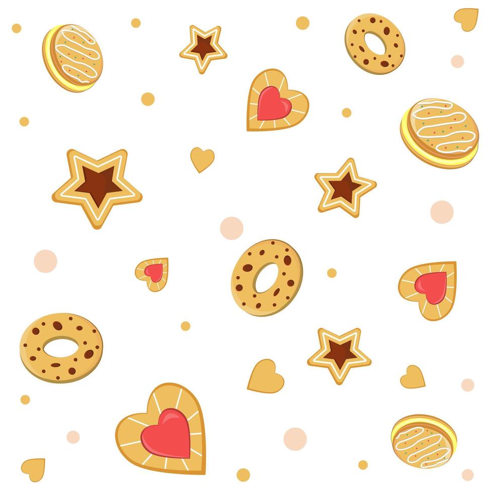 patrón festivo de galletas de diferentes formas, ilustración vectorial de color vector
