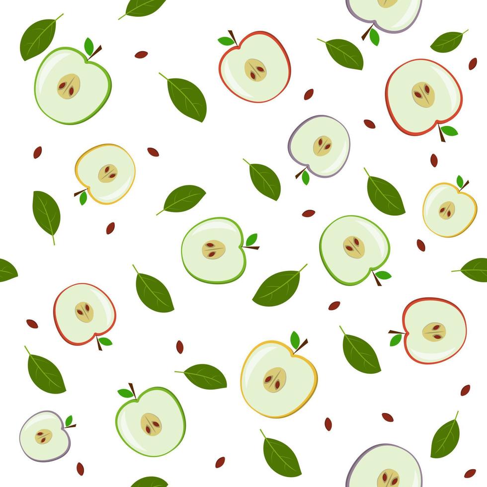 patrón de frutas de manzanas, ilustración vectorial de color vector