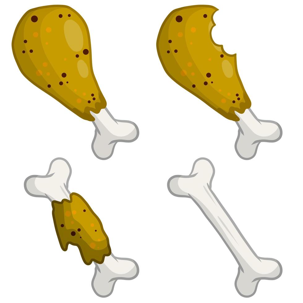 Piece of fried chicken leg. Delicious and fatty foods. vector