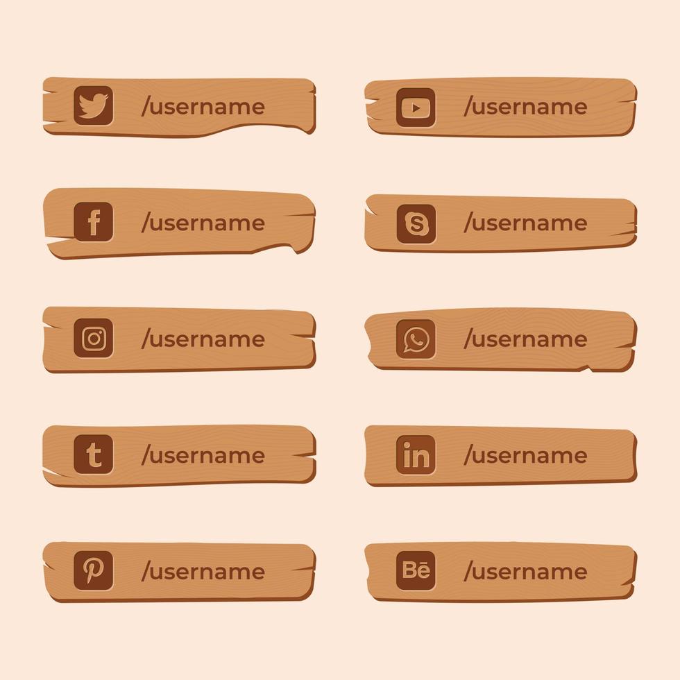 Social Media Icon on Wooden Plank vector