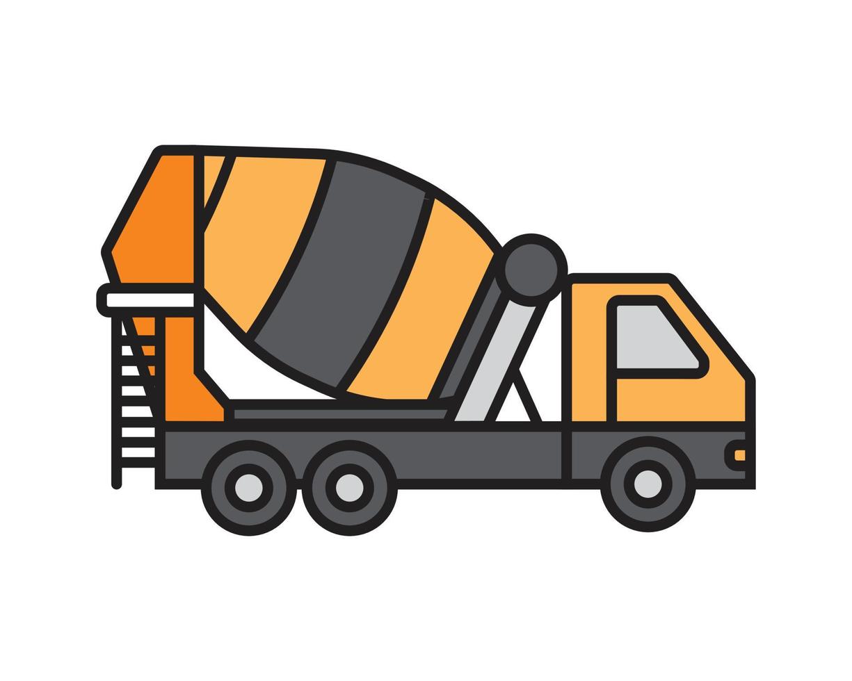 concrete mixer vector illustration design. construction equipment in yellow. machines for the building project.
