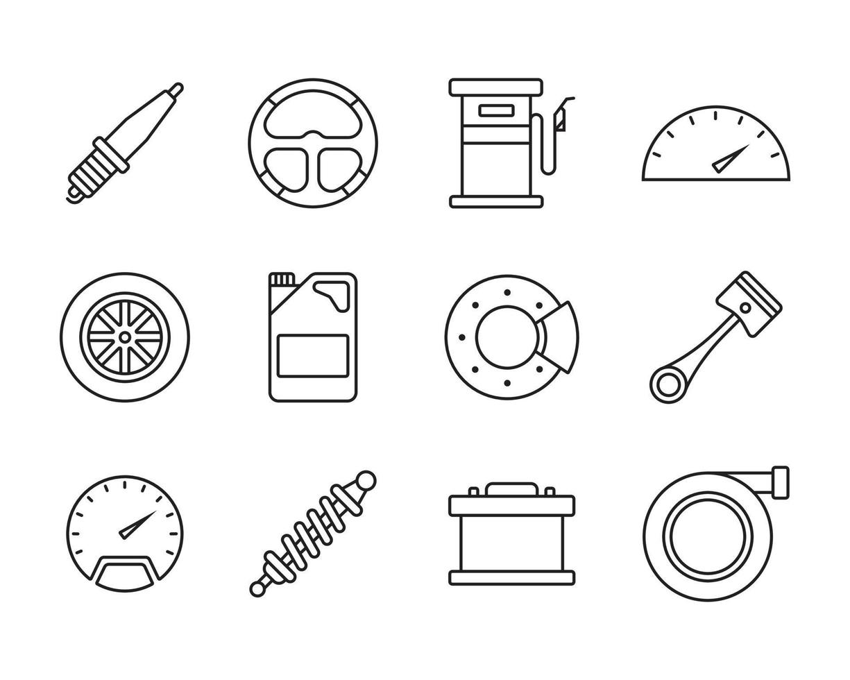 set of automotive icons design. illustration of car and motorcycle parts vector