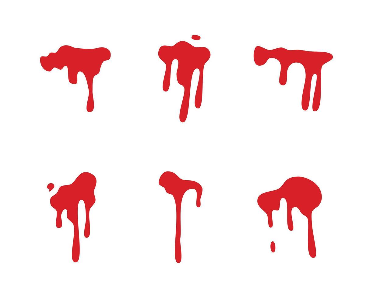 set of red blood or paint splatters, Halloween design element vector