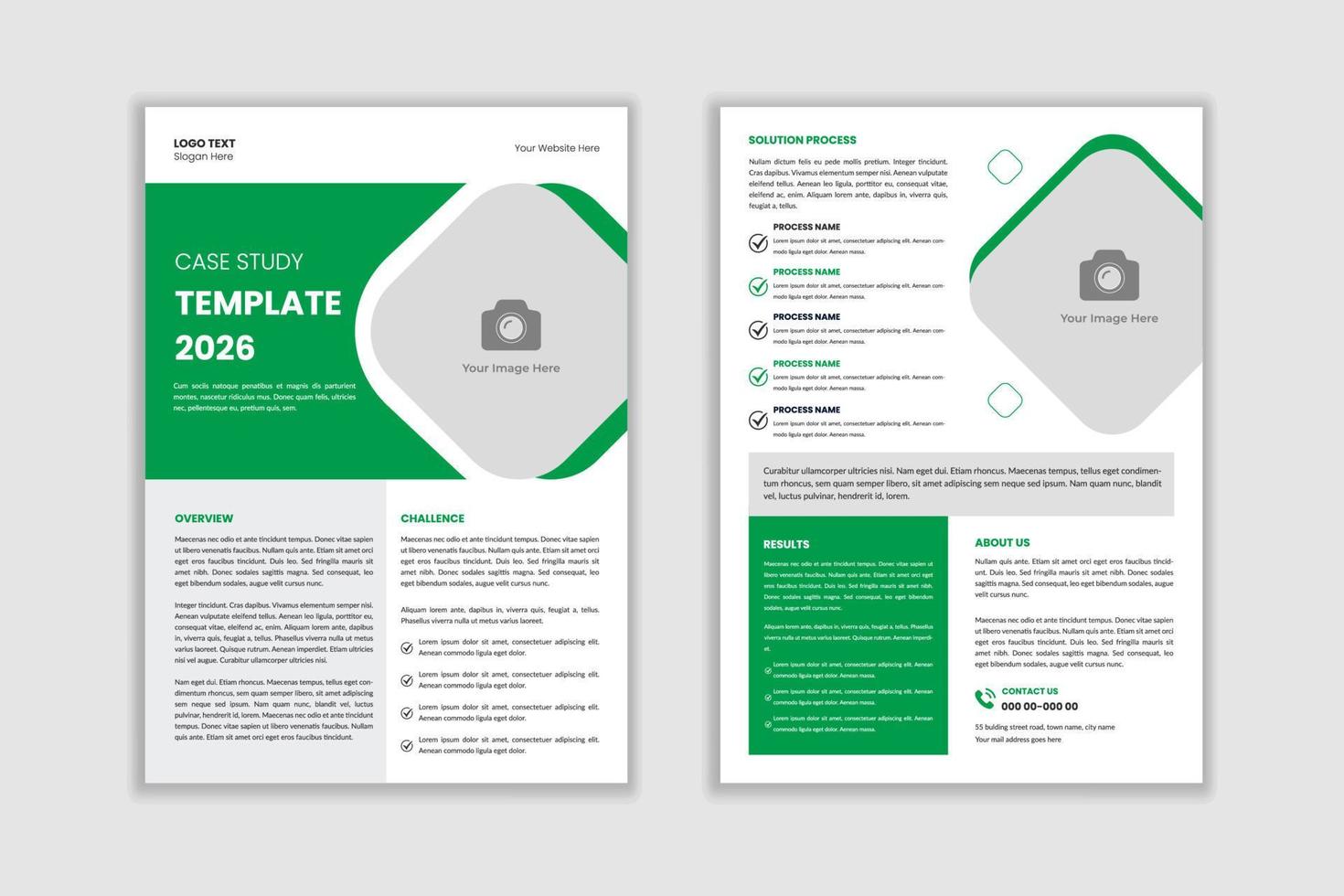 Business case study flyer template or corporate project paper layout with a unique concept. Modern and minimal case study cover, research report, case history, illustration vector