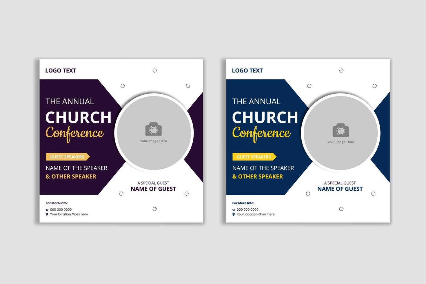 Church conference social media post, web banner, worship flyer, church banner, church flyer, square banner template vector