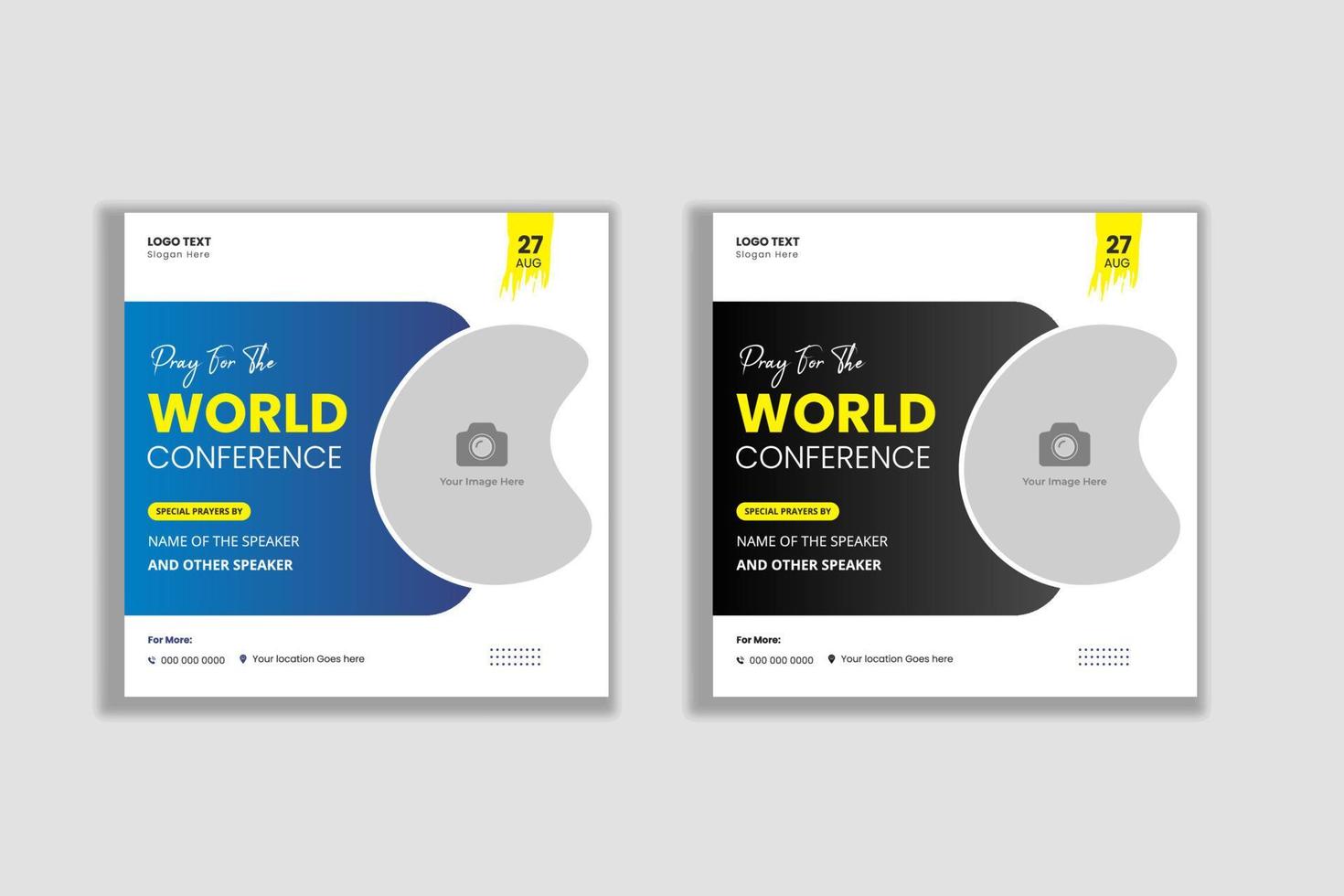 Church prays for the world conference flyer social media post web banner vector