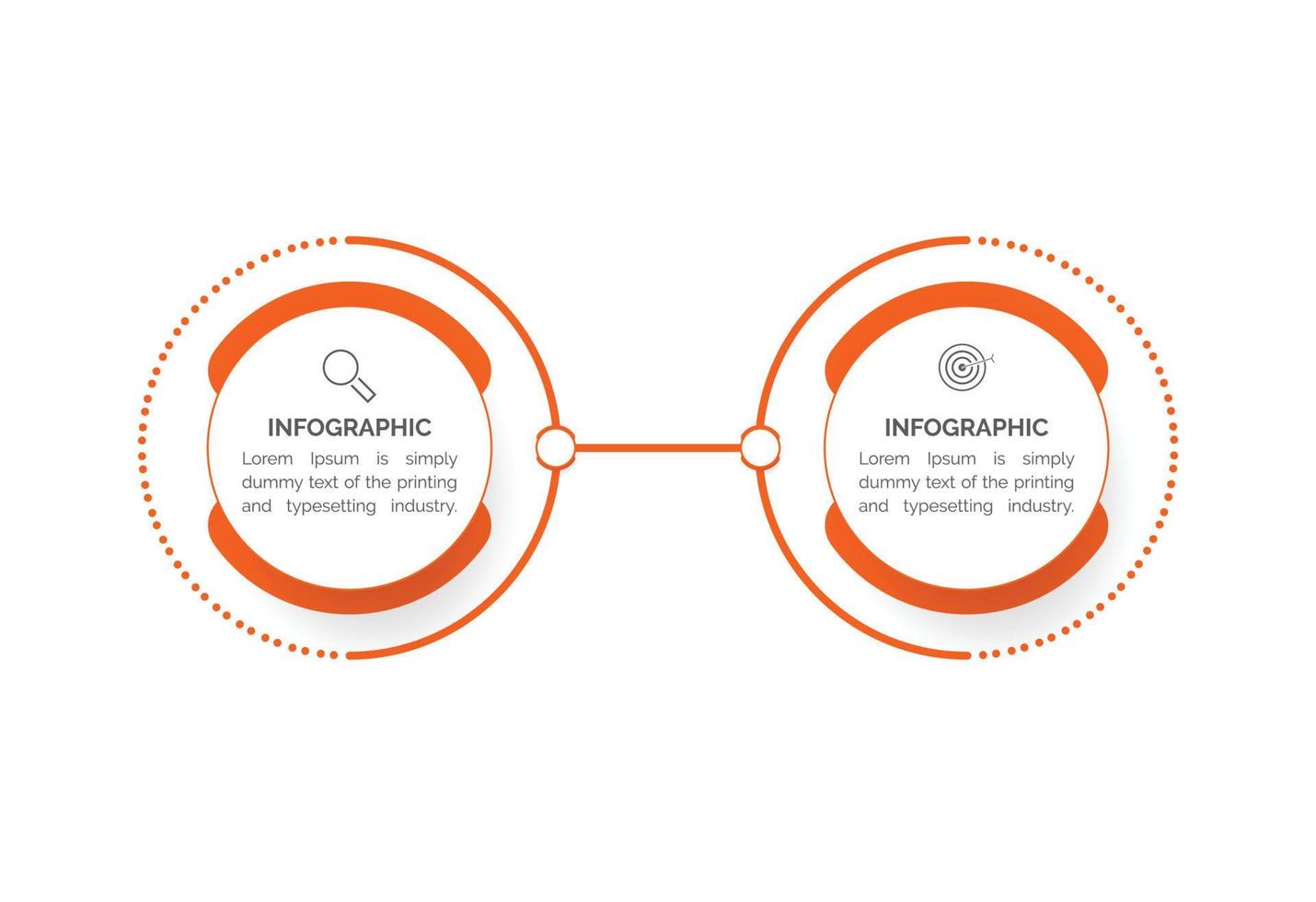 Business data visualization. Process chart. Abstract elements of graph, diagram with steps, infographic template with 2 options. Vector illustration.