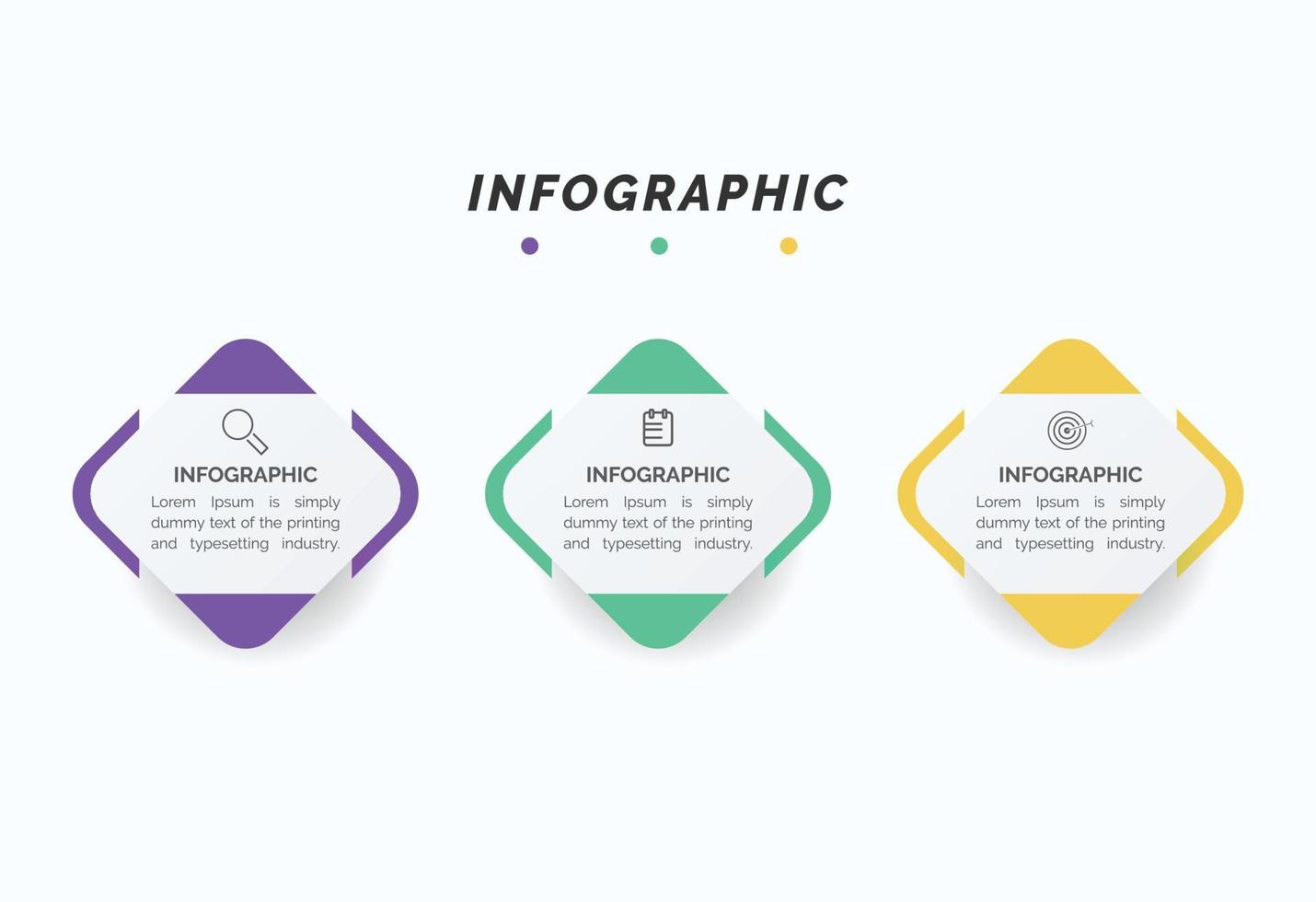 Business data visualization. Process chart. Abstract elements of graph, diagram with steps, infographic template with 3 options. Vector illustration.