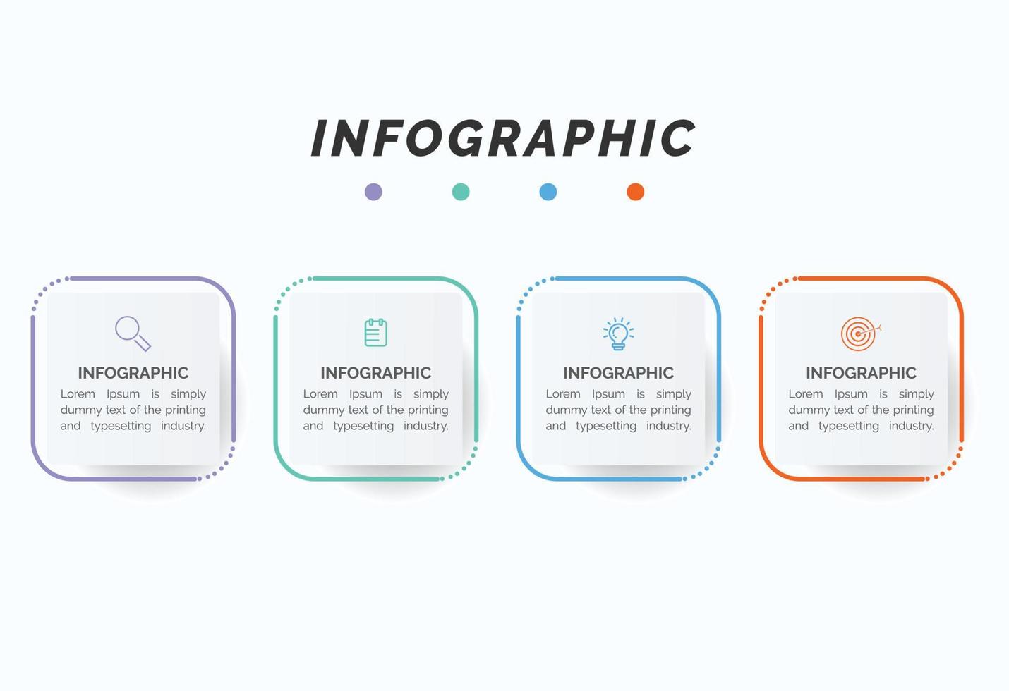Business data visualization. Process chart. Abstract elements of graph, diagram with steps, infographic template with 4 options. Vector illustration.