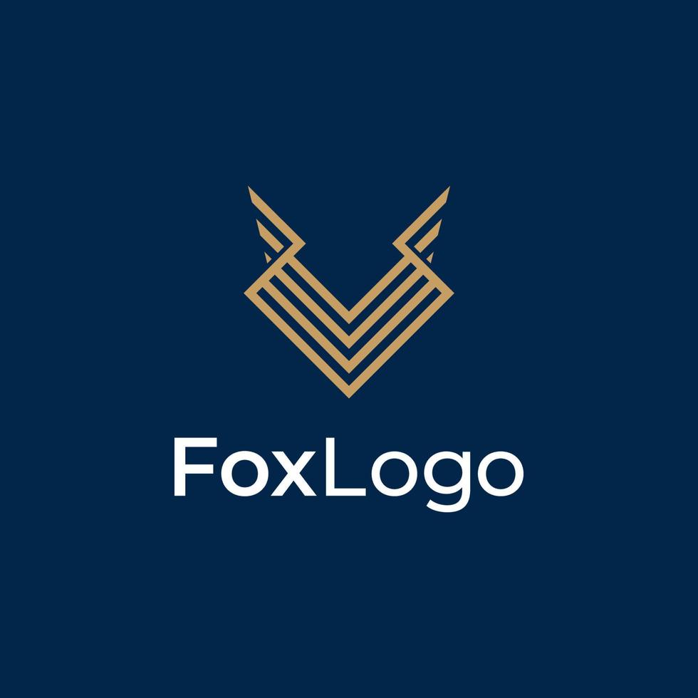 fox head simple outline line logo vector