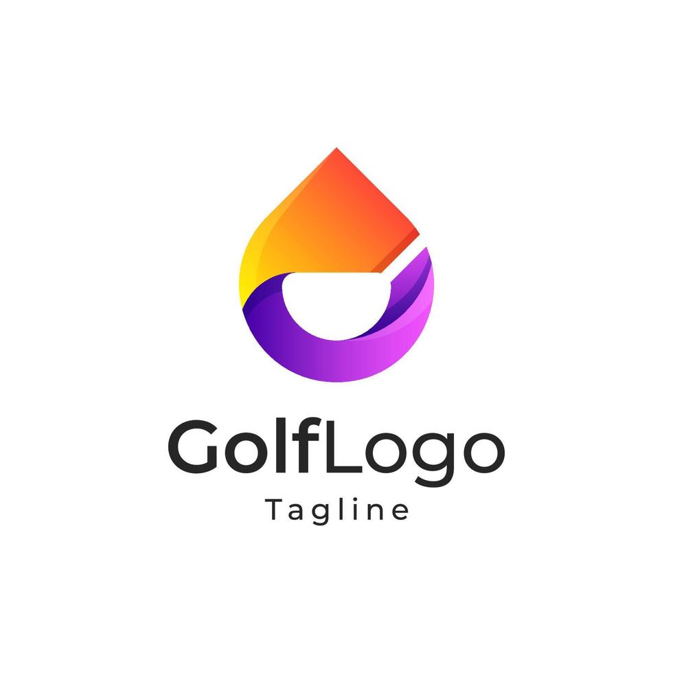 ilustración del logotipo vectorial estilo colorido degradado de golf. vector