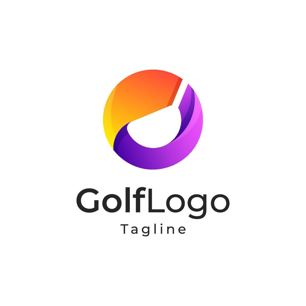 Vector Logo Illustration Golf Gradient Colorful Style.