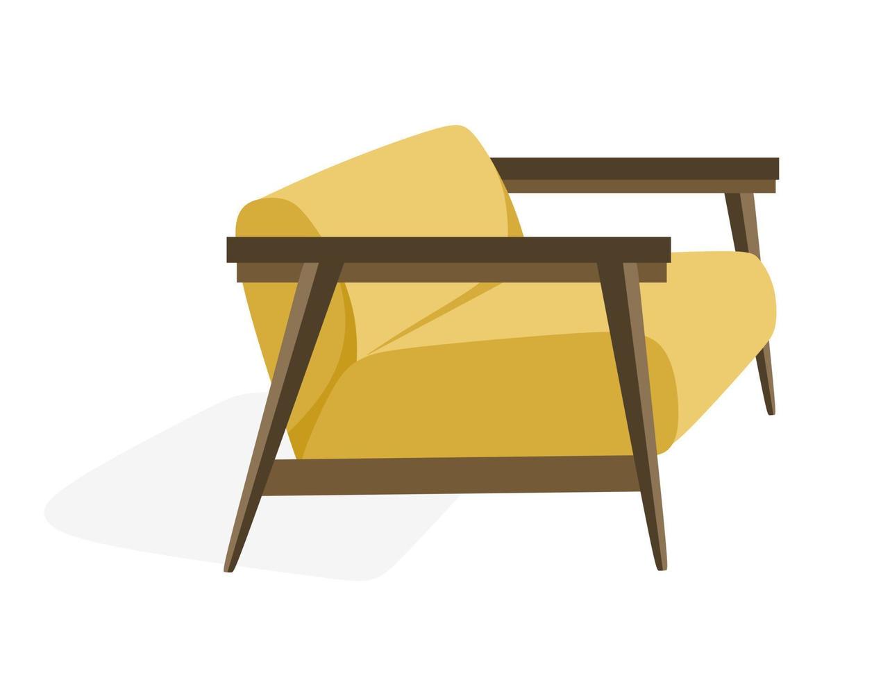 sillón sofá amarillo muebles interiores modernos ilustración vectorial en un estilo plano aislado vector