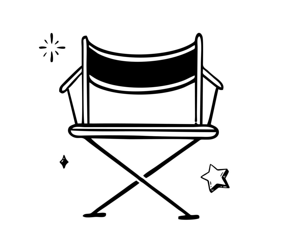 Director chair hand-drawn line Vector illustration in the style of a doodle isolated on a white background