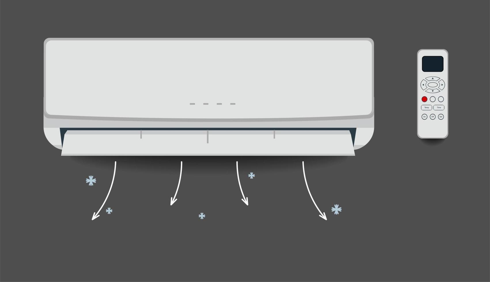 aire acondicionado blanco aislado calefacción ventilación y aire acondicionado vector ilustración en plano