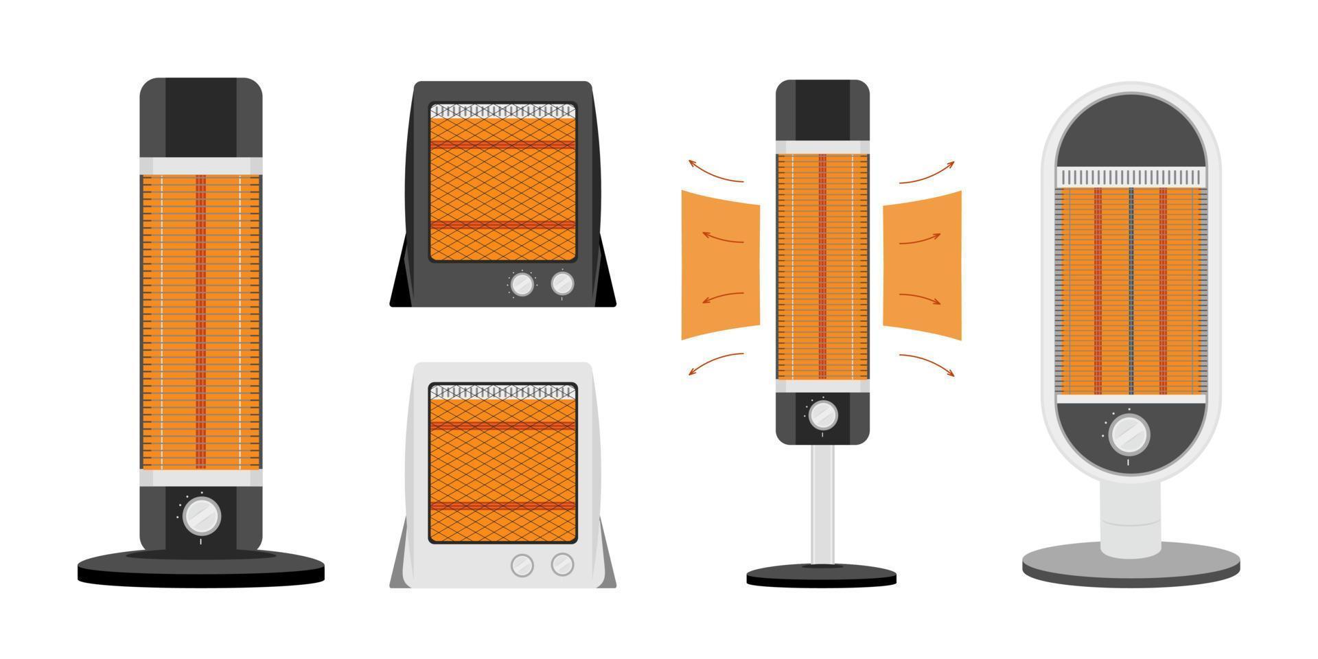 Air heater infrared orange glow Heating ventilation and air conditioning Vector illustration