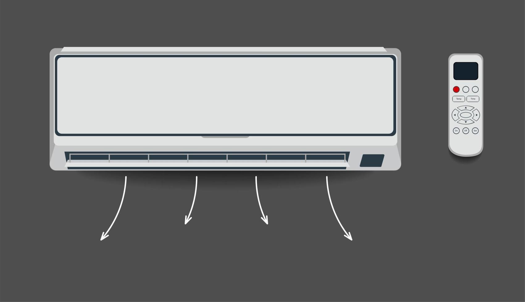 White air conditioner isolated Heating ventilation and air conditioning Vector illustration in flat