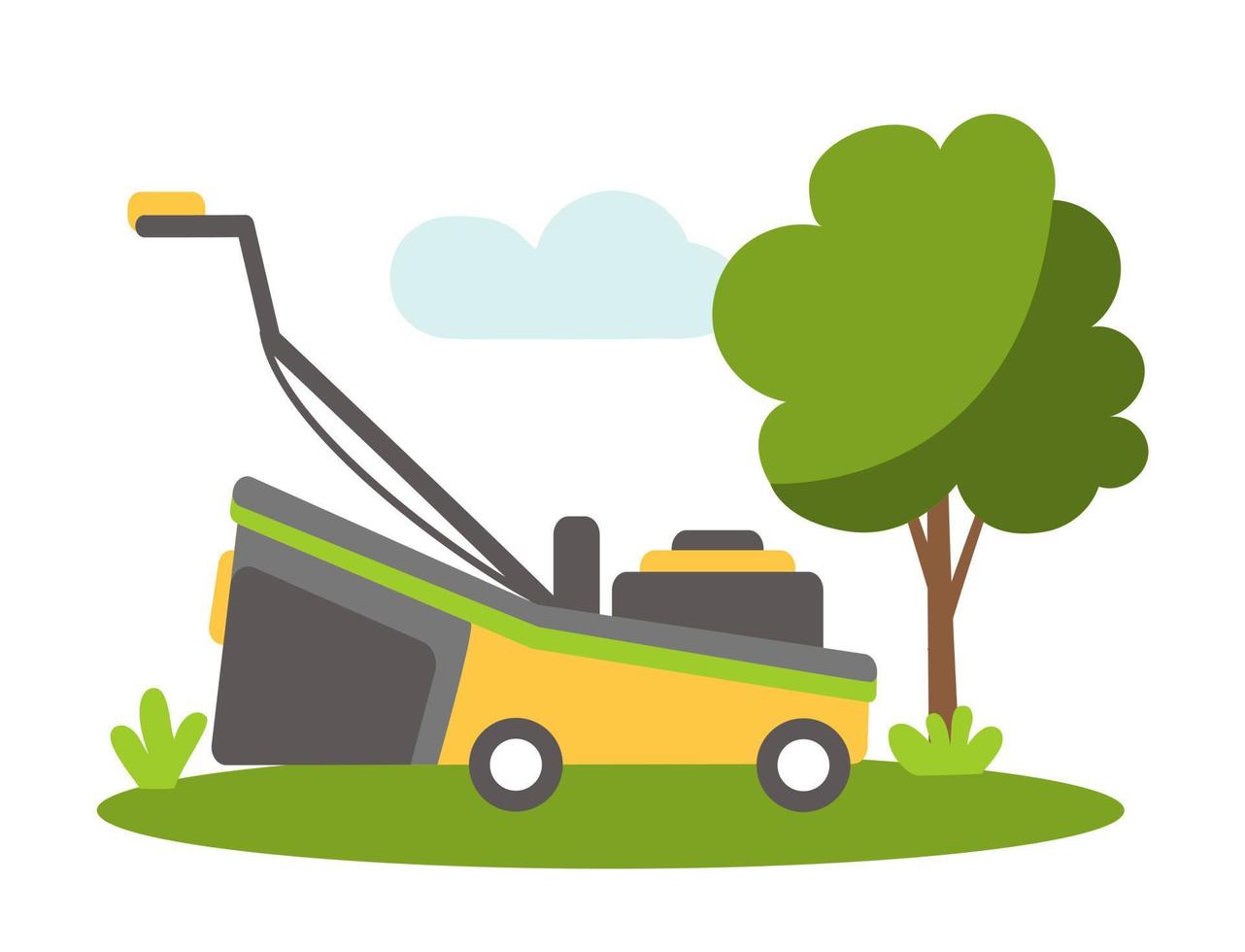 Lawn Mower Gardening Agriculture Vector illustration isolated on white background