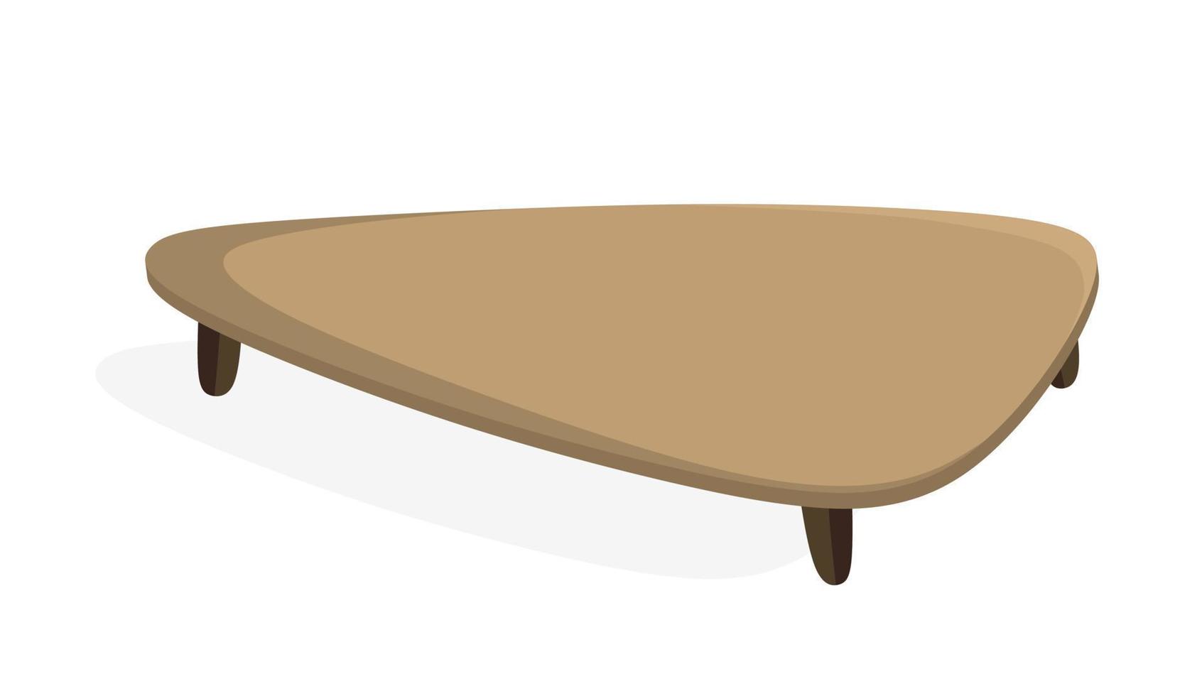 ilustración de vector de muebles de madera de mesa de centro interior moderno en estilo plano aislado