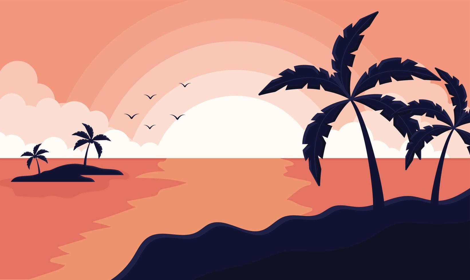 lindo fondo playa tropical verano vacaciones bodas lindo papel pintado manglar vector silueta