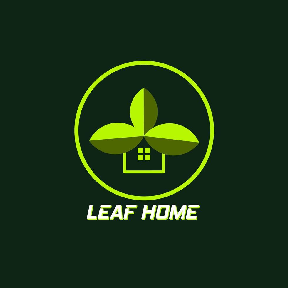 simple and cool, elegant leaf and house theme logo design. vector