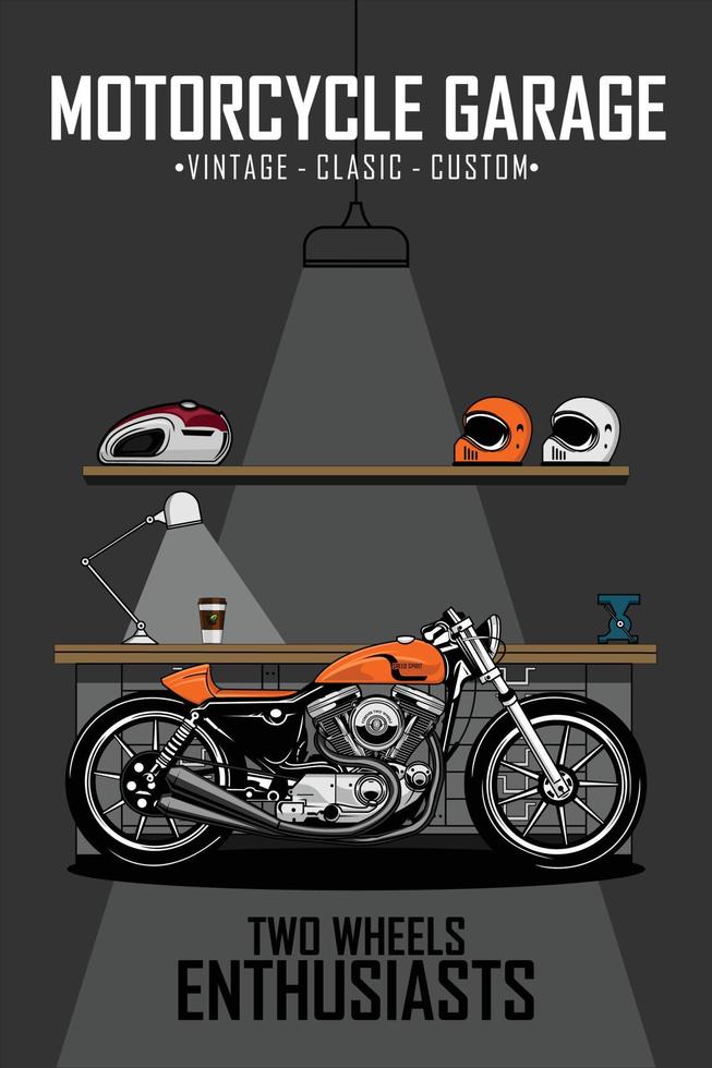 Ilustración de garaje de motocicletas.eps vector