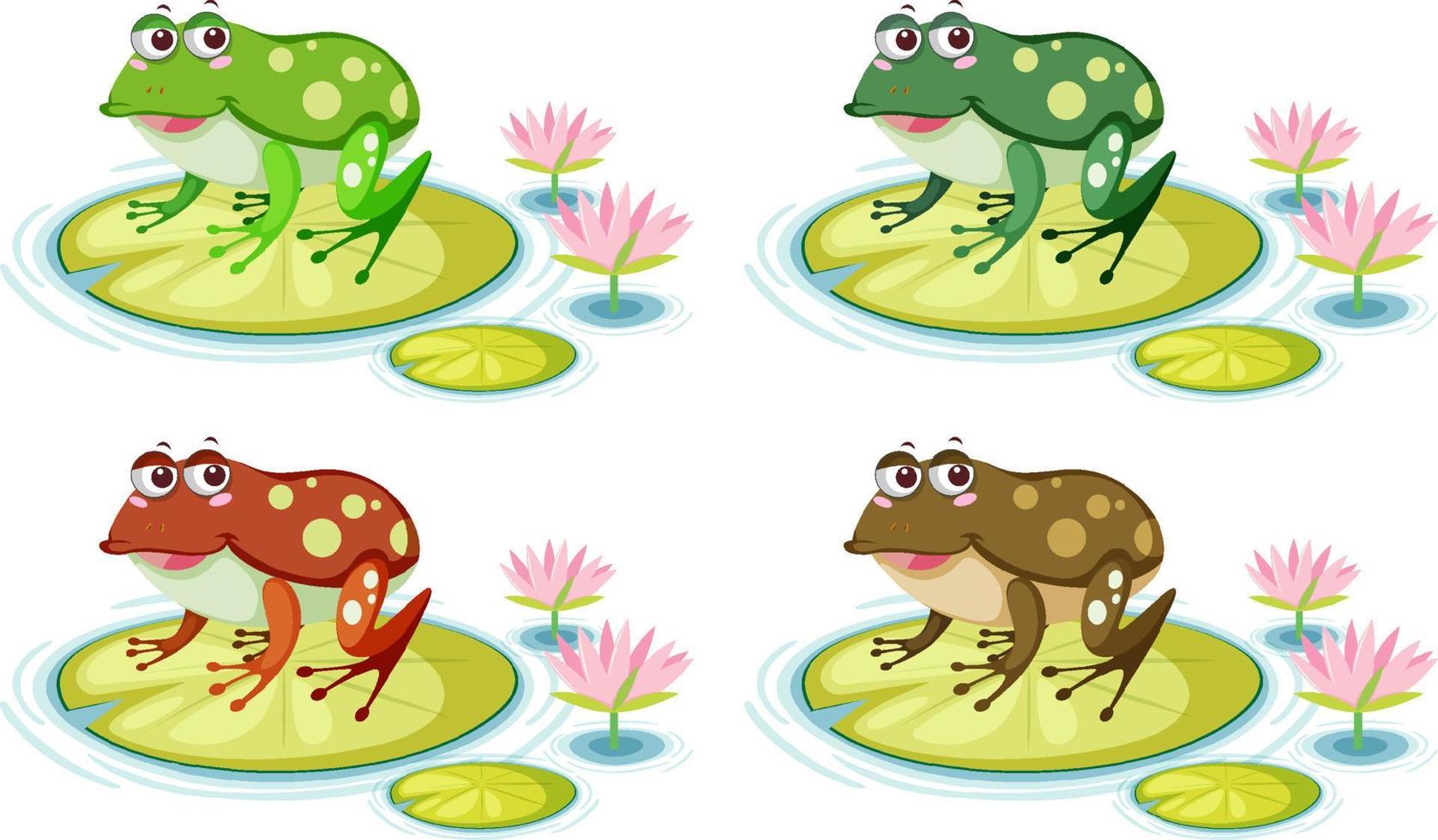 Cute frog on lily pad on white background vector