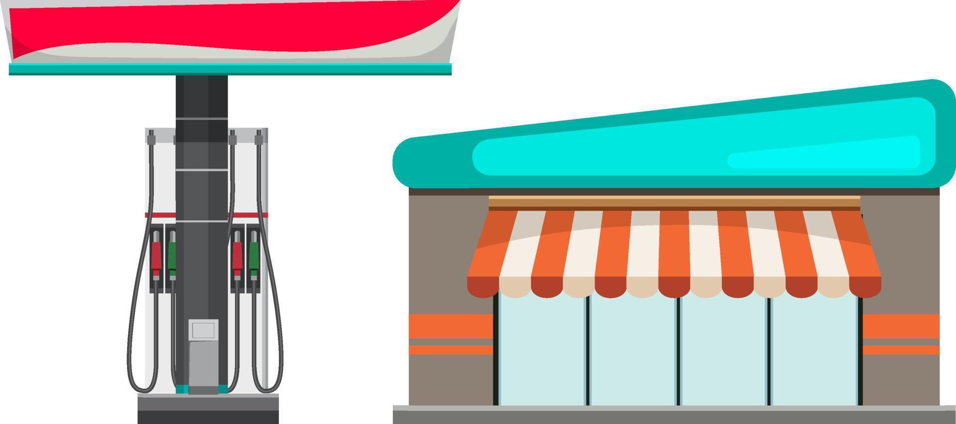 Gas station in cartoon style vector