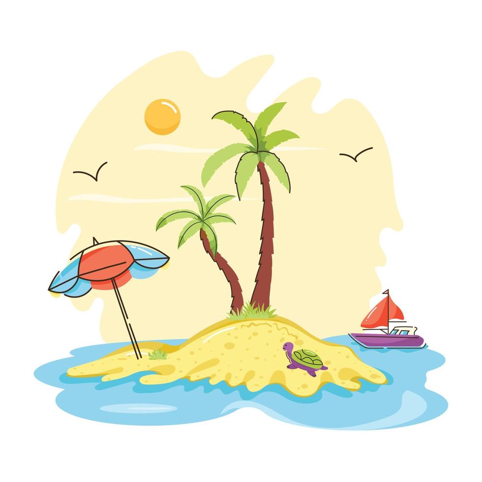 An eye catchy flat illustration of island vector