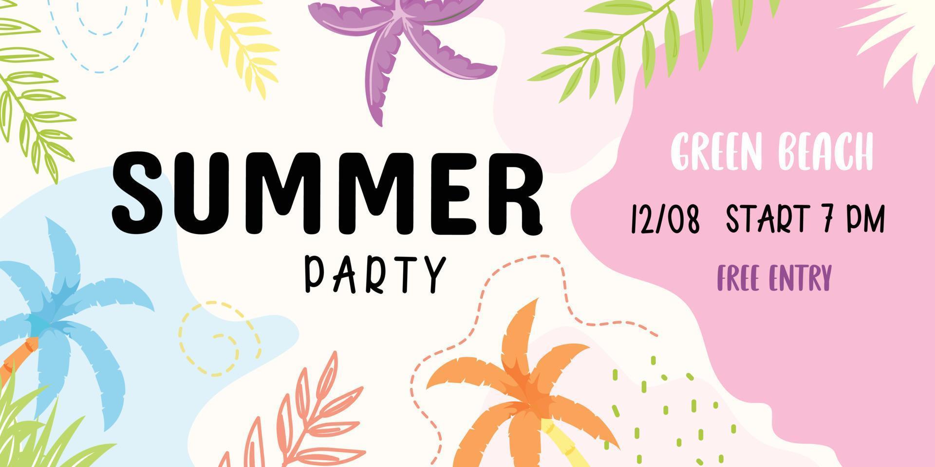 An eye catchy horizontal banner of summer party vector