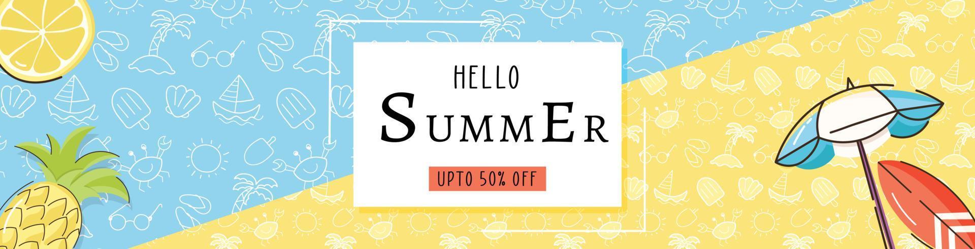 Hello summer billboard, flat vector design